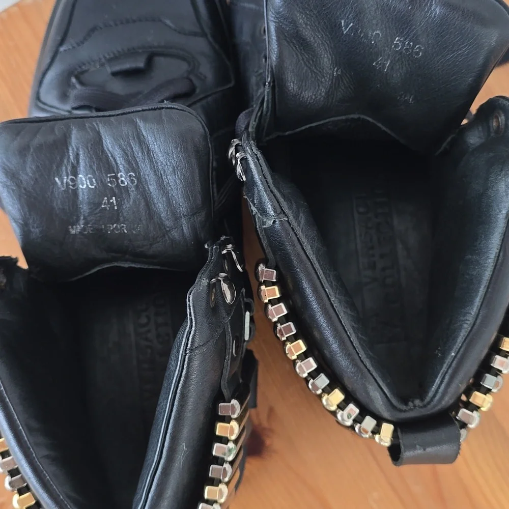 Versace Collection Black Leather Medallion High Top Sneakers Size 41 - Picture 6 of 13